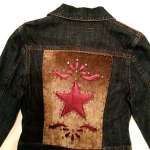 Vintage Cow Hide Jean Jacket Cripple Creek Special Edition Rare Vintage Denim